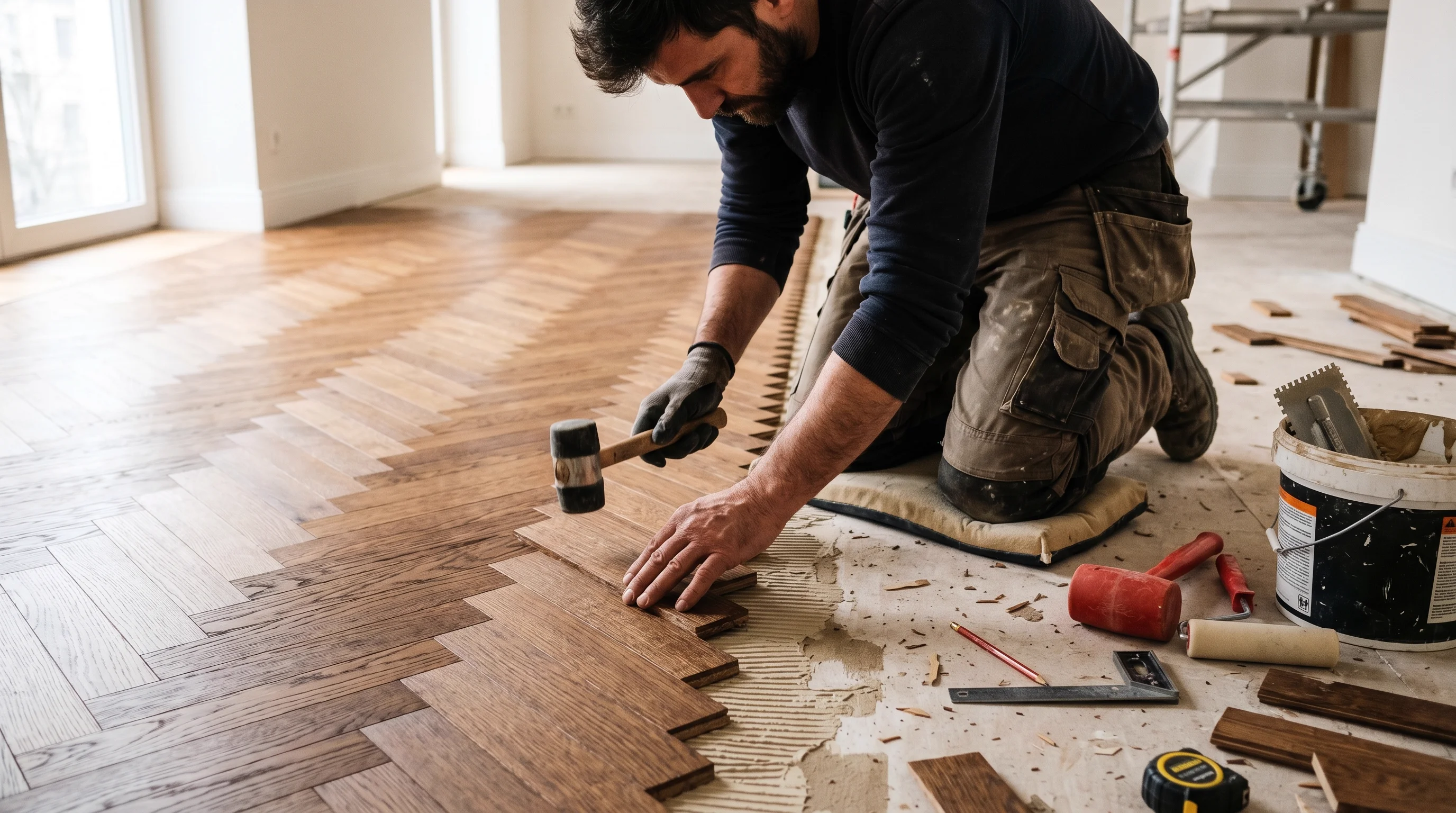Handwerker verlegt Parkett in Kundenhaus — Betriebshaftpflicht für Handwerksbetriebe